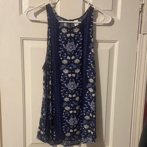 Old Navy Dark Blue Floral Tank Top